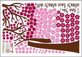 Ay9026a B Red And Blue Background Products Korean Pink Cherry Tree Bedroom Wall Stickers