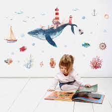 Wall stickers underwater world whale bedroom living room wall stickers HM92020