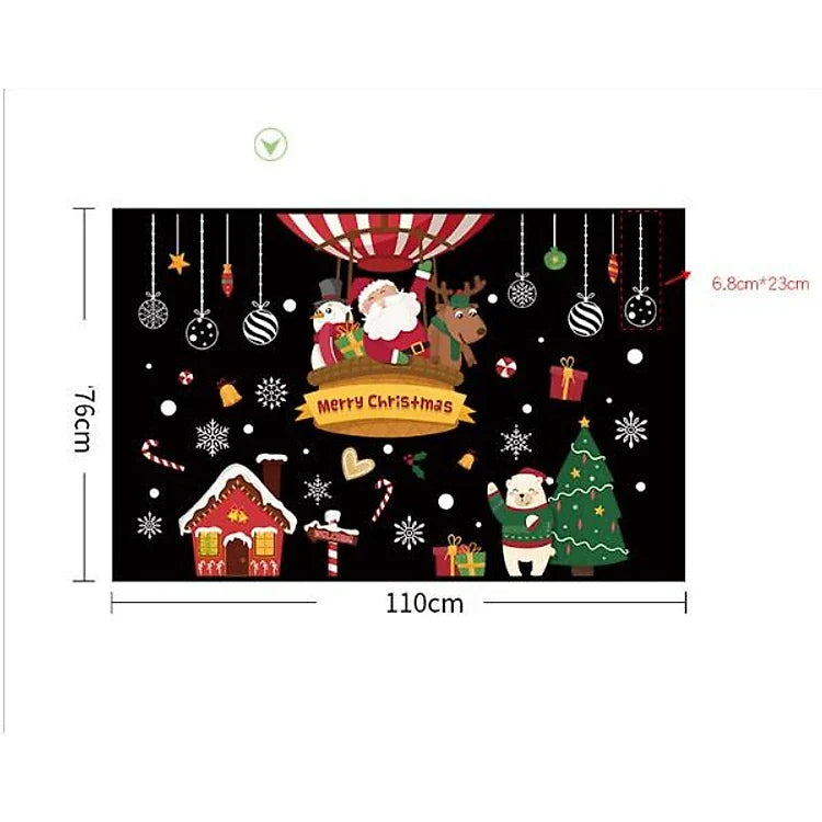 Border Wall Paste Christmas Tree Shop Shop, Glass Paste Window Door Decoration, Santa Claus Paste Paper Window Flower