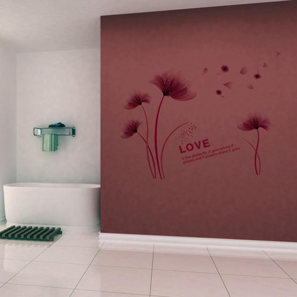 Purple Romantic Blooming Flowers Decorative Wall Stickers