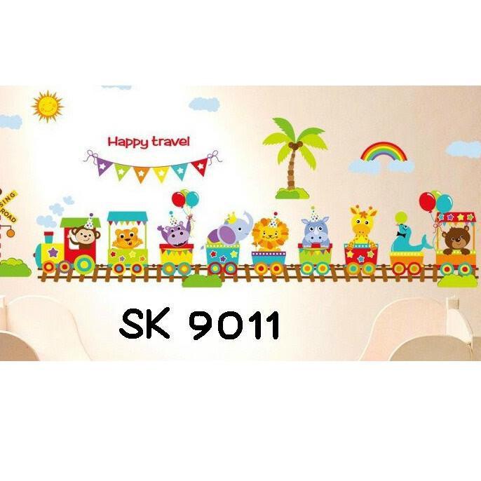 Sk9011 Cartoon Animal Train Wall Sticker