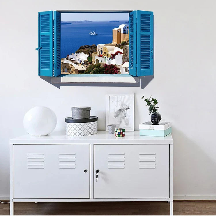 Mediterranean blue window wall decal SK9059A