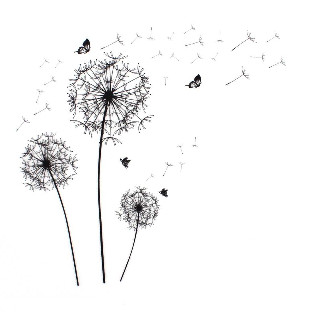 Black Dandelion Butterfly Vinyl PVC Wall Sticker AY834