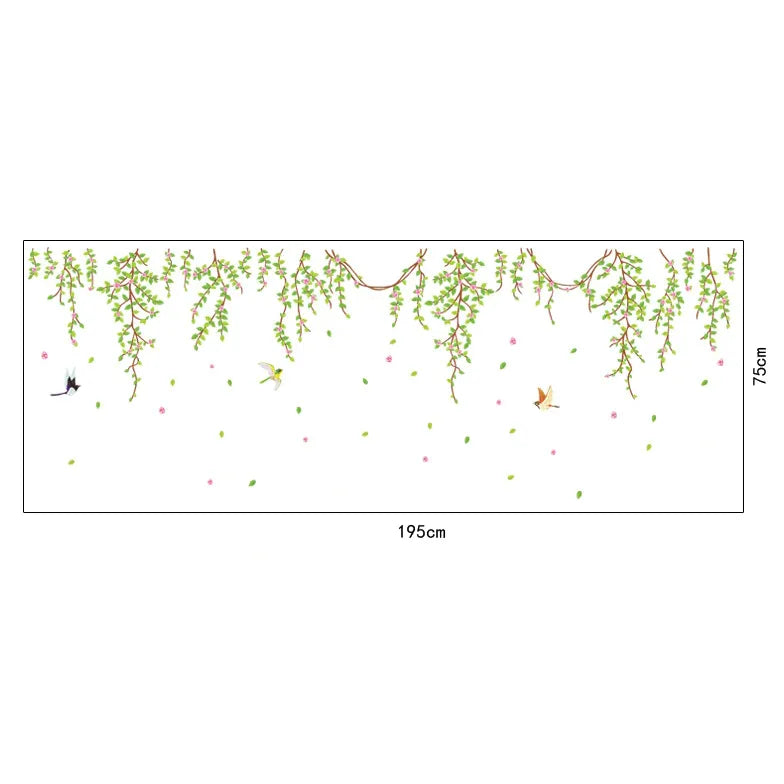 Hanging Leaf Twigs Wallpaper Decorative Room Wall Stickers XL AY9085