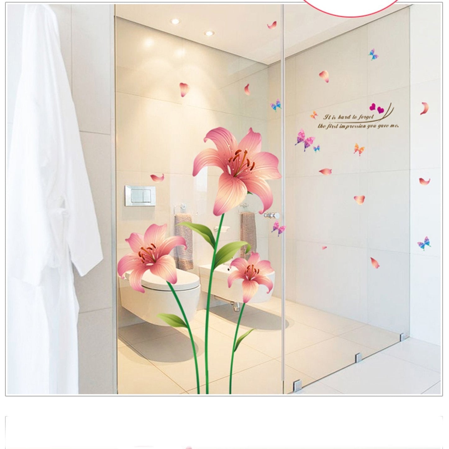 New 3D Love Lily pink Flowers sitting room the household adornment of the bedroom wall stickers on the wall AY9274