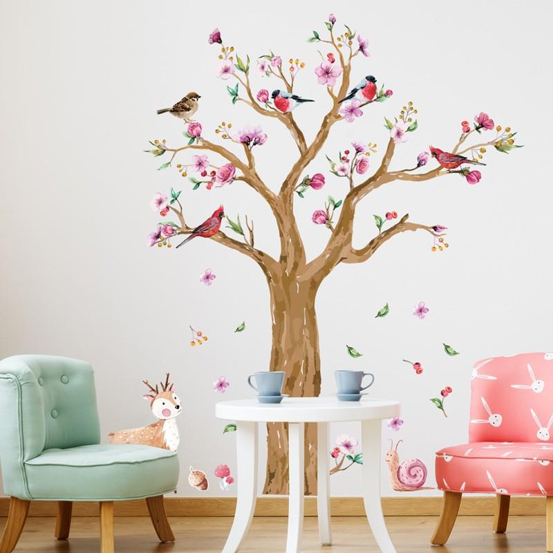 Double Cute Deer Tree wall Sticker - JM7336AB