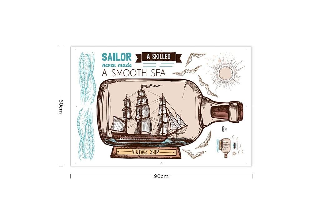 JM7348 Drift Bottle Cartoon Wall Sticker - Multi