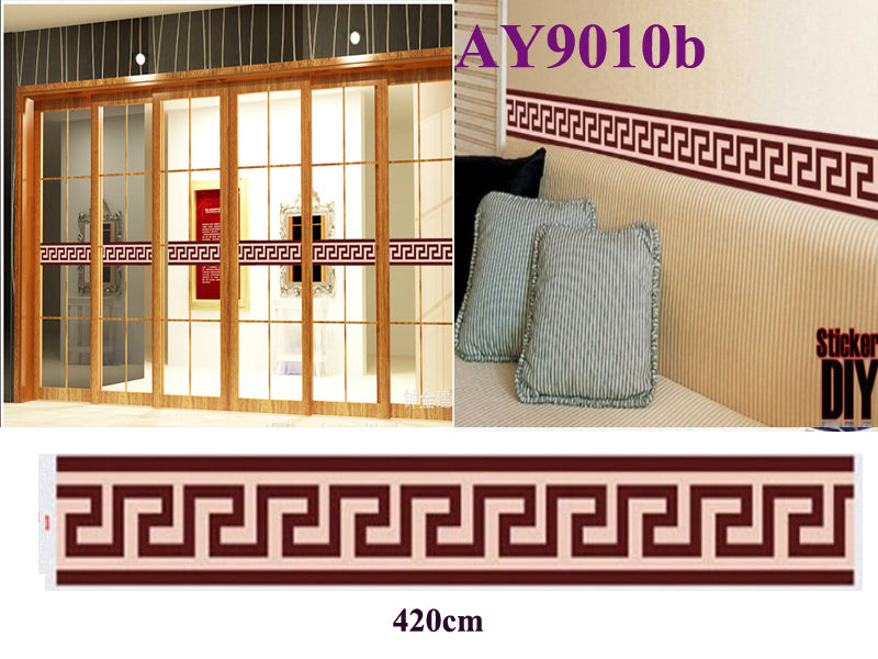 1 set Removable PVC Decals Classic Pattern Skirting Line Wall Stickers For Glass Door Decoration AY9010B