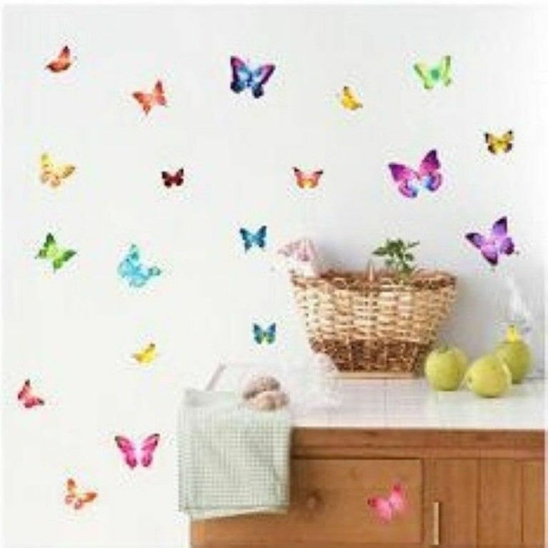Butterfly World - Wall Decals Stickers Appliques Home Decor Hl964 Size: 60x34