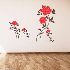 Wall Sticker Red Flowers Home Decoration Giant Wall Decals