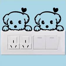 DIY Funny Cute Cat Dog Switch Sticker Wall Sticker Home Decoration Bedroom Parlor Decoration