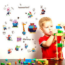 Sk7155 JAAMSO ROYALS Cartoon Animals Zoo School Decorative Self Adhesive Vinyl Wall Sticker