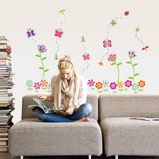 Ay7042 Colorful Flowers wall sticker child role of children diy adhesive art mural picture poster removable vinyl decoration wallpape