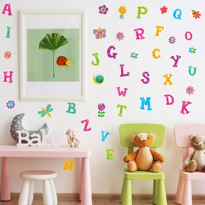 Ampire 150 cm Wall Stickers Colourful Alphabets for Kids Room Decor Self Adhesive Sticker (Pack of 1)