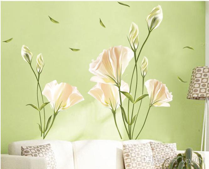 flowers wall stickers home decorations removable PVC transparent stickers floral decals tv background mural art AY9152