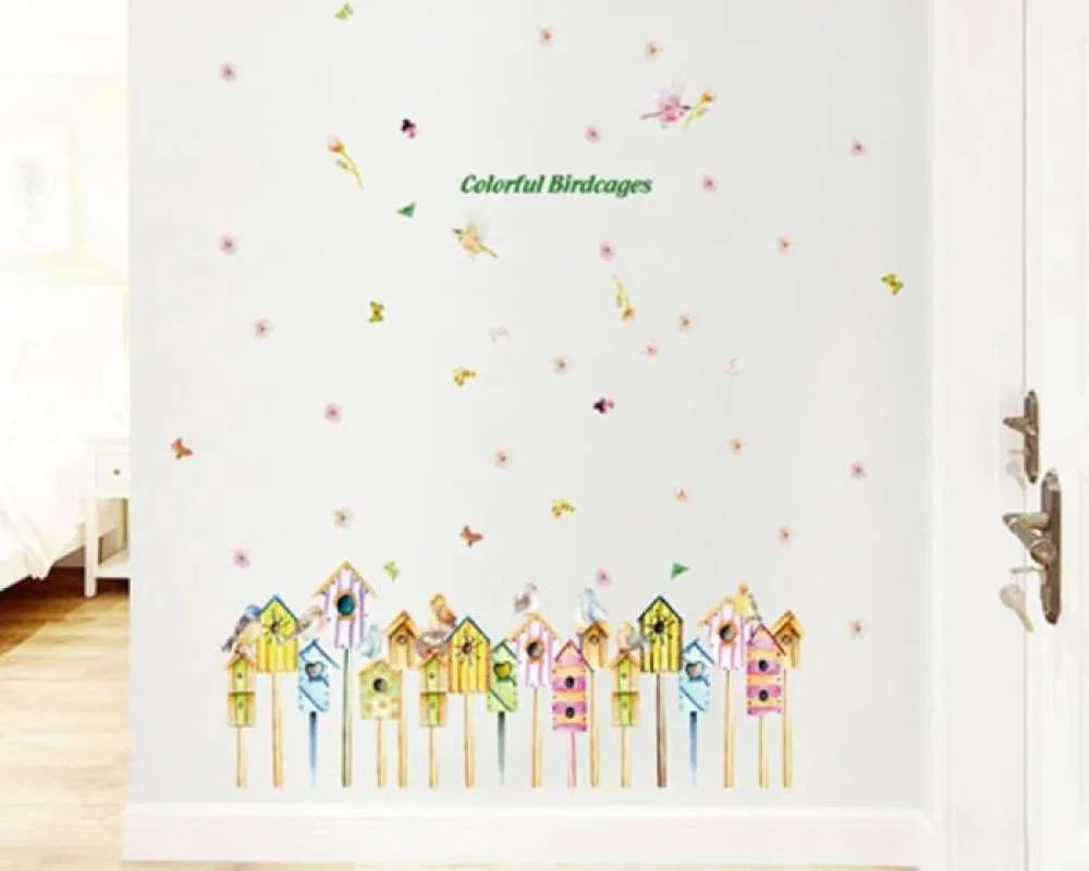 WALL STIKER 60X90 SK9183 COLORFUL BIRDCAGES WALSTIKER WALLSTICKER