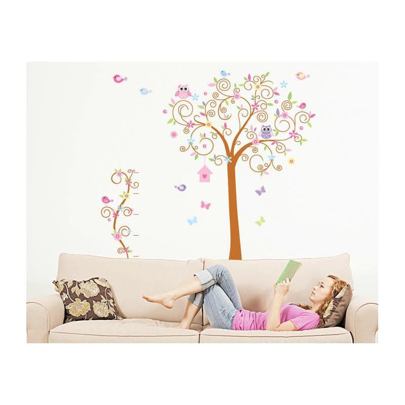JM7250AB Owl Tree Wall Stickers for Kids Rooms 2pcs=1set Large Home Decor