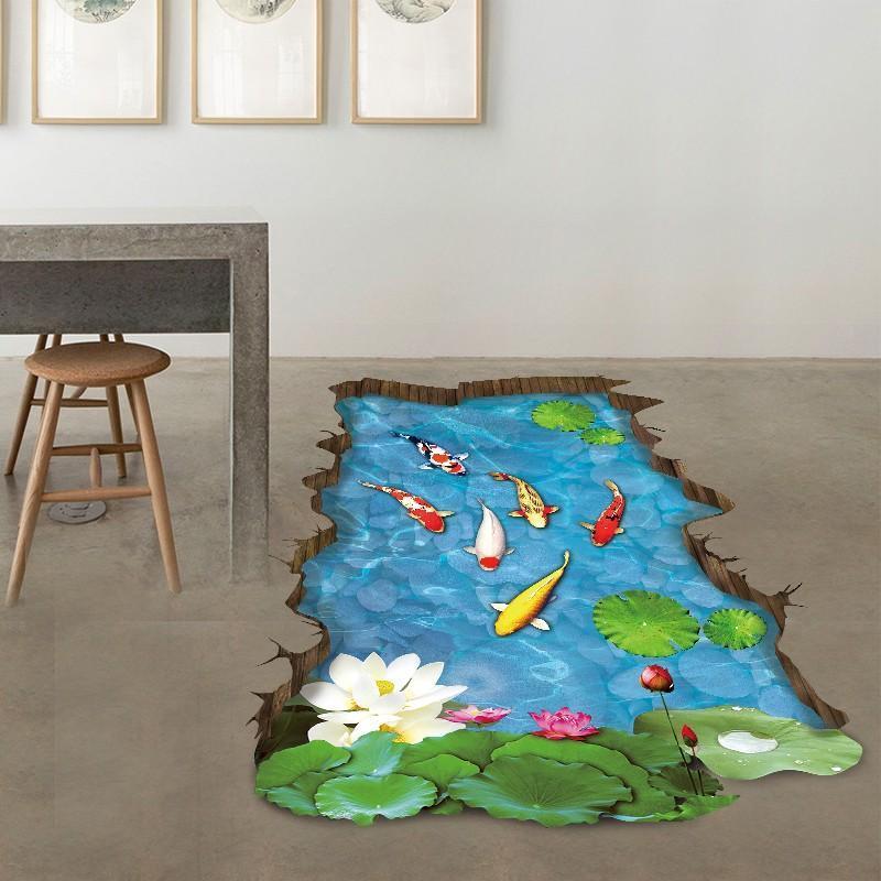 Ready Wall Stiker 60X90 Xh9219 Fish Lotus Pool Walstiker Wallsticker -Berkualitas