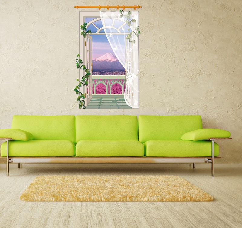 Windows Lavender 3D wall sticker PVC removable waterproof creative sticker, bedroom living room fresco SK9022B