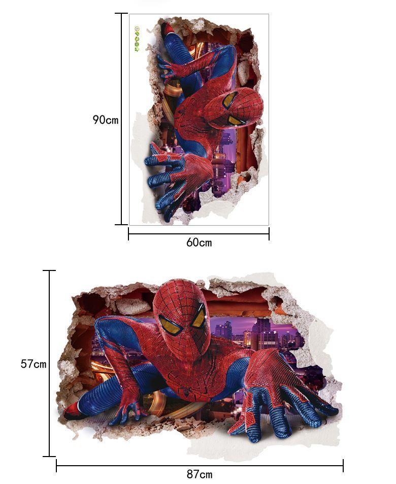AY9269 3D Spiderman Floor Stickers wall Decals Removable PVC Superman Wall stickers Home Decor Mural Cartoon Decor
