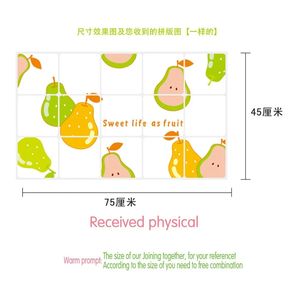 Pear Fruit Kitchen Decor Oil Proof High temperature Resistant Aluminum Foil Removable Tile Wall Stickers