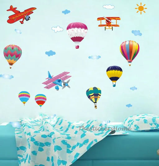 Ays622 Hot air balloon, Airplanes Removable Wall Sticker
