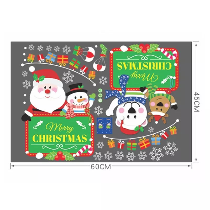 2X Christmas Sticker Xmas Window Door Santa Claus Home Glass Decals Party