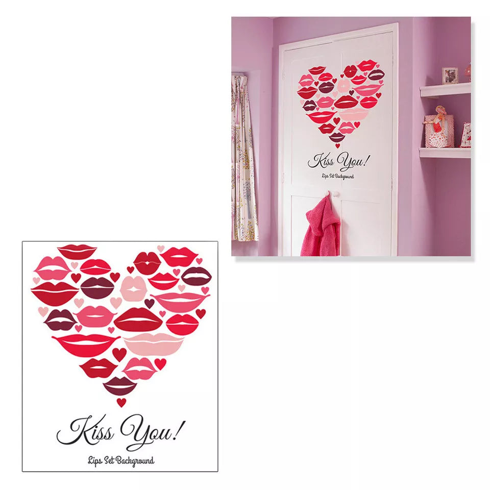 Sks6056 Romantic Red Lips Wall Stickers, Wedding Decoration, Decal, Living Room, Home Decor, Self-adhesive Wallpaper, Valentine's Day Mural