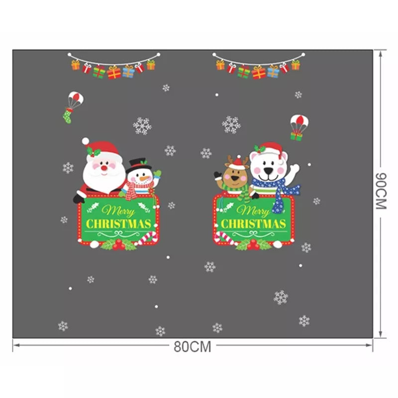 2X Christmas Sticker Xmas Window Door Santa Claus Home Glass Decals Party