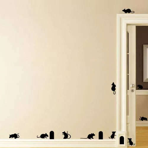 Nuevos dibujos animados pequeño ratón familia agujero escaleras pegatinas de pared esquina escalera decoración calcomanías de pared extraíble DIY vinilo arte Mural