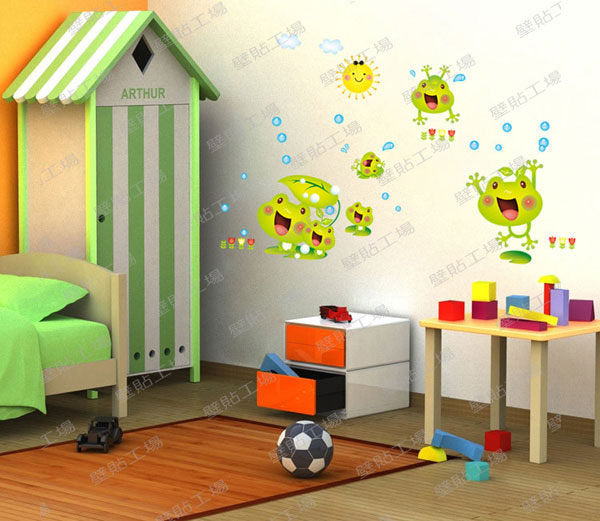 Wall Sticker Factory-Three Generations of Large Size Wall Stickers Wall Stickers Wall Stickers Indoor Classroom Layout Rainy Day Frog Day Combination Sticker JM8287