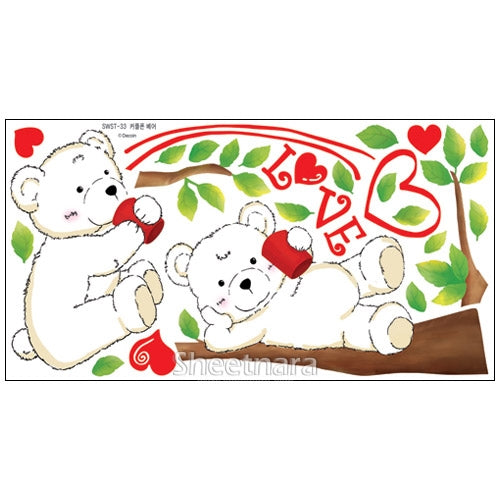 WUDHF Cute bear calling love wall stickers home love and happiness decoration children's room cartoon branches