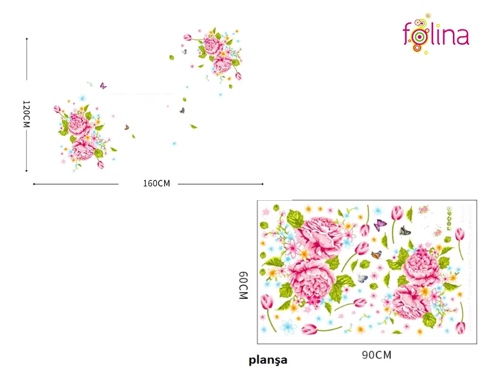 Wall stickers, Folina, floral decoration with pink peonies Ay9120