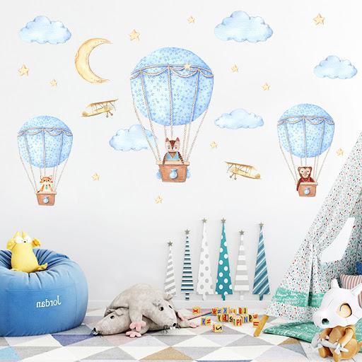 JM7343 Cute Hot-air Balloon Design Wall Sticker
