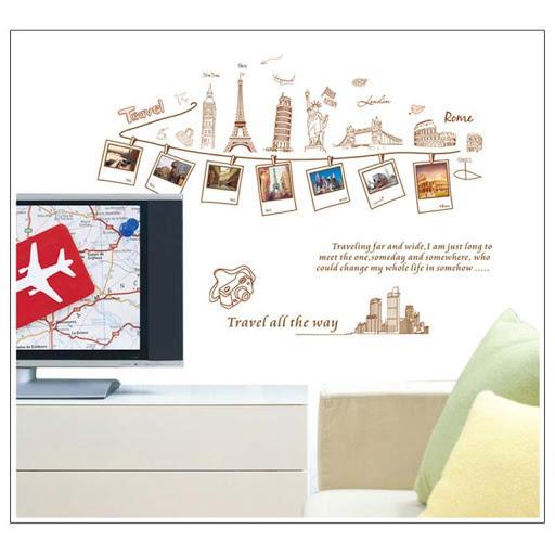 Large Size Wall Decal Creative Combination World Travel Wall Stickers for Home Decoration ay9011