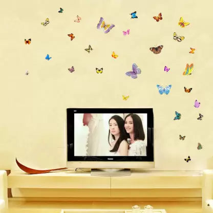 NC5070 7 butterfly color transparent furnishing decorative wall stickers