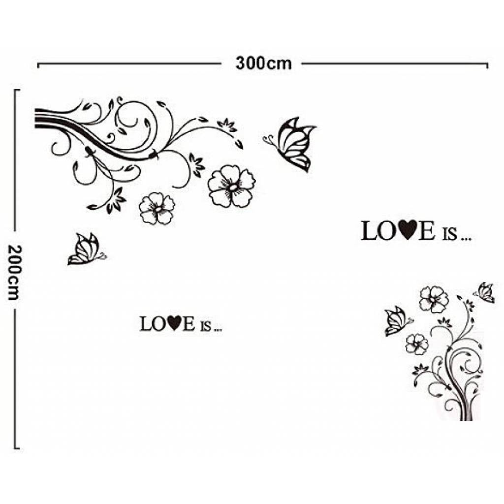 Black Butterfly Flower Wall Decal Love JM7227