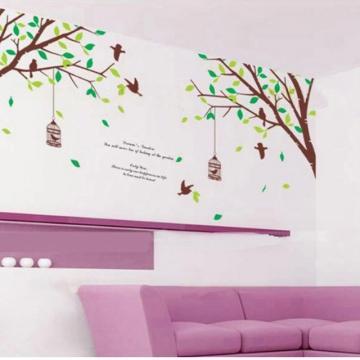 AY205ab  two-sided bird cage green leaves trees of TV background wall stickers room living room sofa bedroom retail