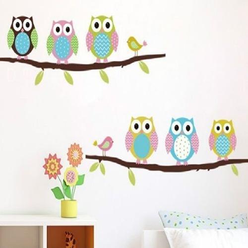 LM1403 Cartoon Children's Home Room Bedroom Decorative Cute Owl Animal Wall Sticker