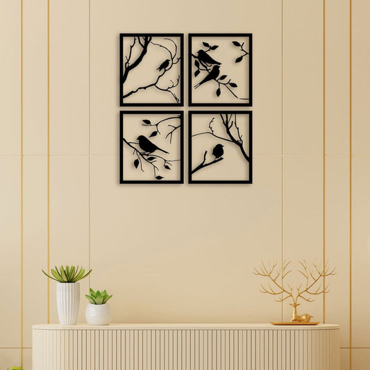 Birdcage Leaves Wall Sticker Bedroom Sofa Forest Nature Leaves Birds Animal Branch Wall Decal Living Room Vinyl Decor