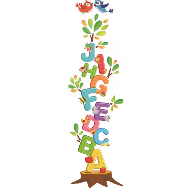 Decals Design 'Educational Alphabets Tree with Height Chart' Wall Sticker size 50x70 xy8096