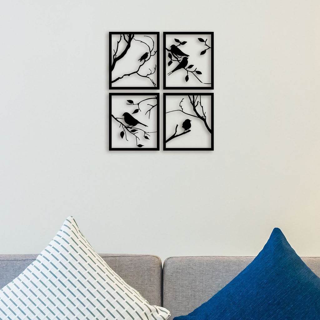 Birdcage Leaves Wall Sticker Bedroom Sofa Forest Nature Leaves Birds Animal Branch Wall Decal Living Room Vinyl Decor
