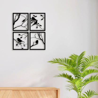 Birdcage Leaves Wall Sticker Bedroom Sofa Forest Nature Leaves Birds Animal Branch Wall Decal Living Room Vinyl Decor