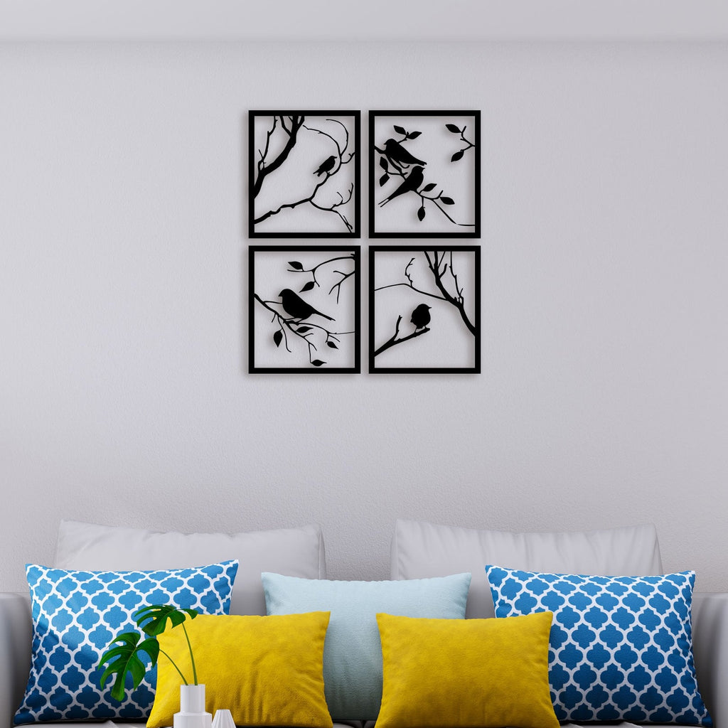 Birdcage Leaves Wall Sticker Bedroom Sofa Forest Nature Leaves Birds Animal Branch Wall Decal Living Room Vinyl Decor