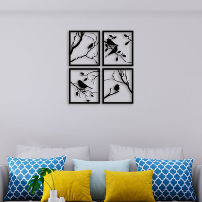 Birdcage Leaves Wall Sticker Bedroom Sofa Forest Nature Leaves Birds Animal Branch Wall Decal Living Room Vinyl Decor