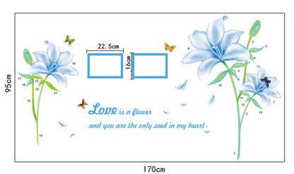 Wall Sticker / Wall Stiker / Stiker Dinding Bunga Biru MJ8027B