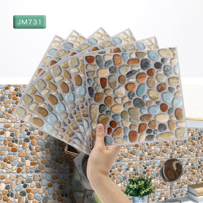 Waterdichte Tegels Steen Behang Stickers Badkamer Keuken Muur Trim Line Plint Grens 3d Zelfklevende Mozaïek Sticker J731 Wall Tiles 8"x8" (6 Sheets) JM731