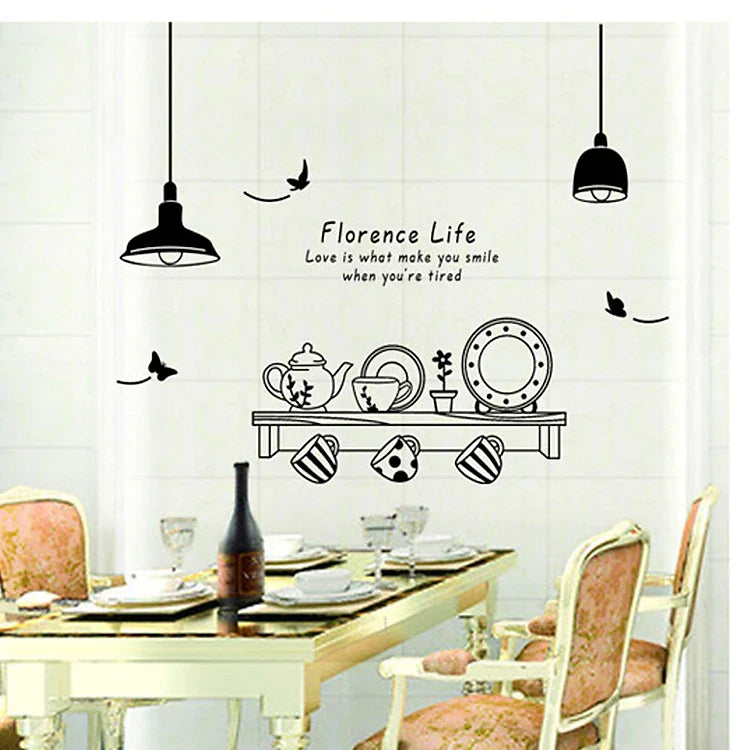 Wall decal for kitchen decoration - Kitchen shelf and teapot - product code AY9138