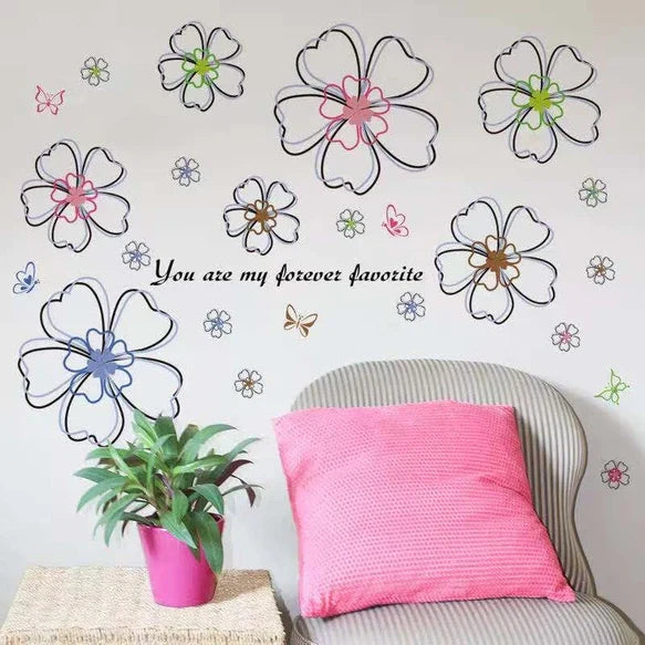 Wall Sticker Flower, Cherry Blossom, Butterfly, Simple, Soothing, Natural, DIY Wallpaper, Interior Sheet, Removable Sticker size 50x70 xls7141