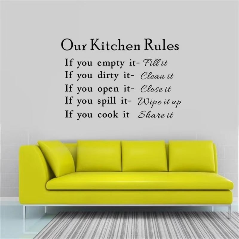 Our Kitchen Rules Cook Words Quote Wall Stickers Art Decals Home Decor NEW Room Decoration Accessories Kitchen Wall Stickers  DZ007  Size:40*60cm